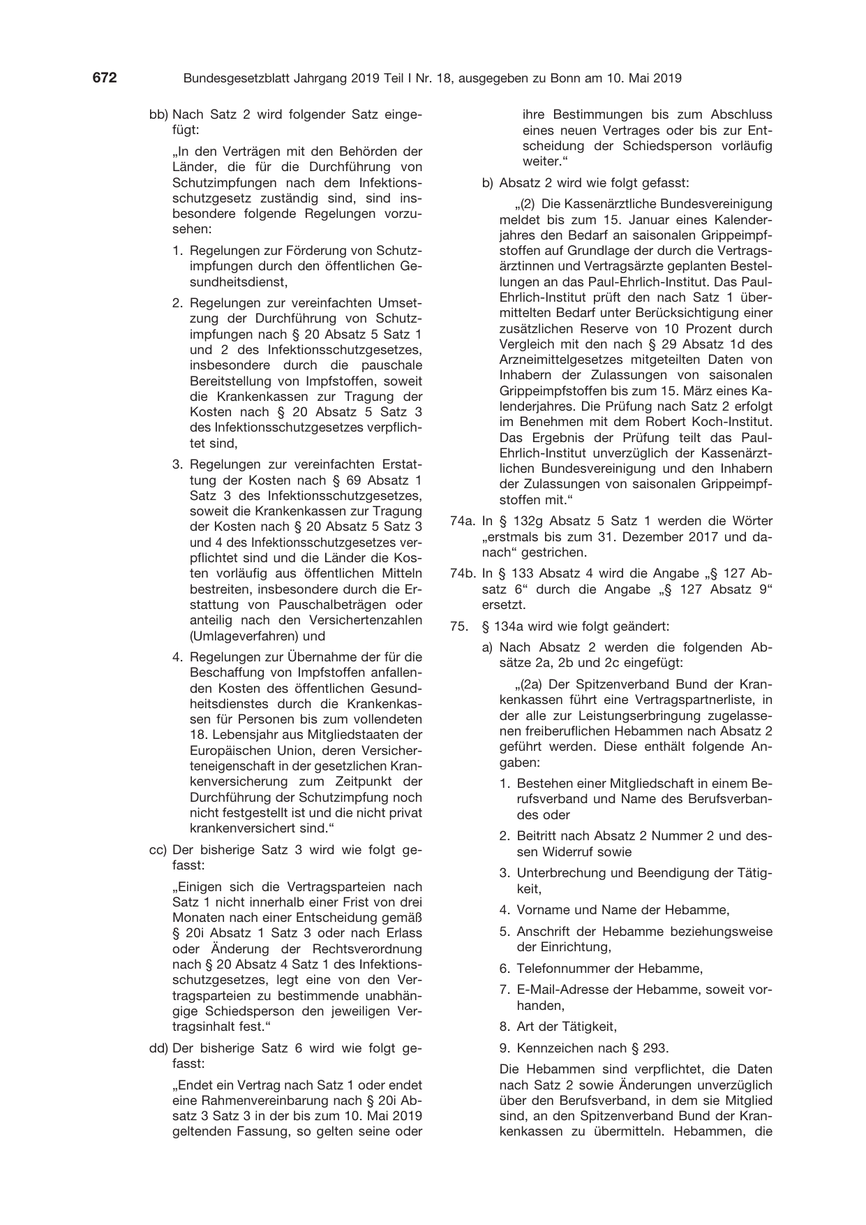 BGBl. 2019, Seite 672 — Originalseite als Abbildung