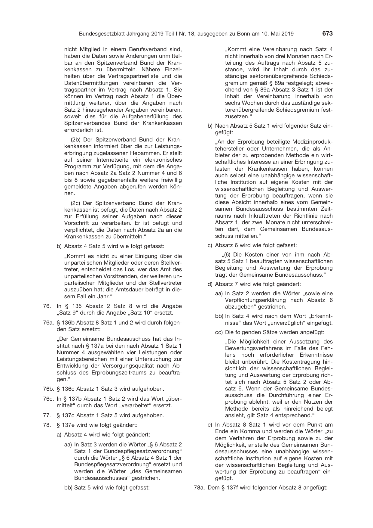 BGBl. 2019, Seite 673 — Originalseite als Abbildung