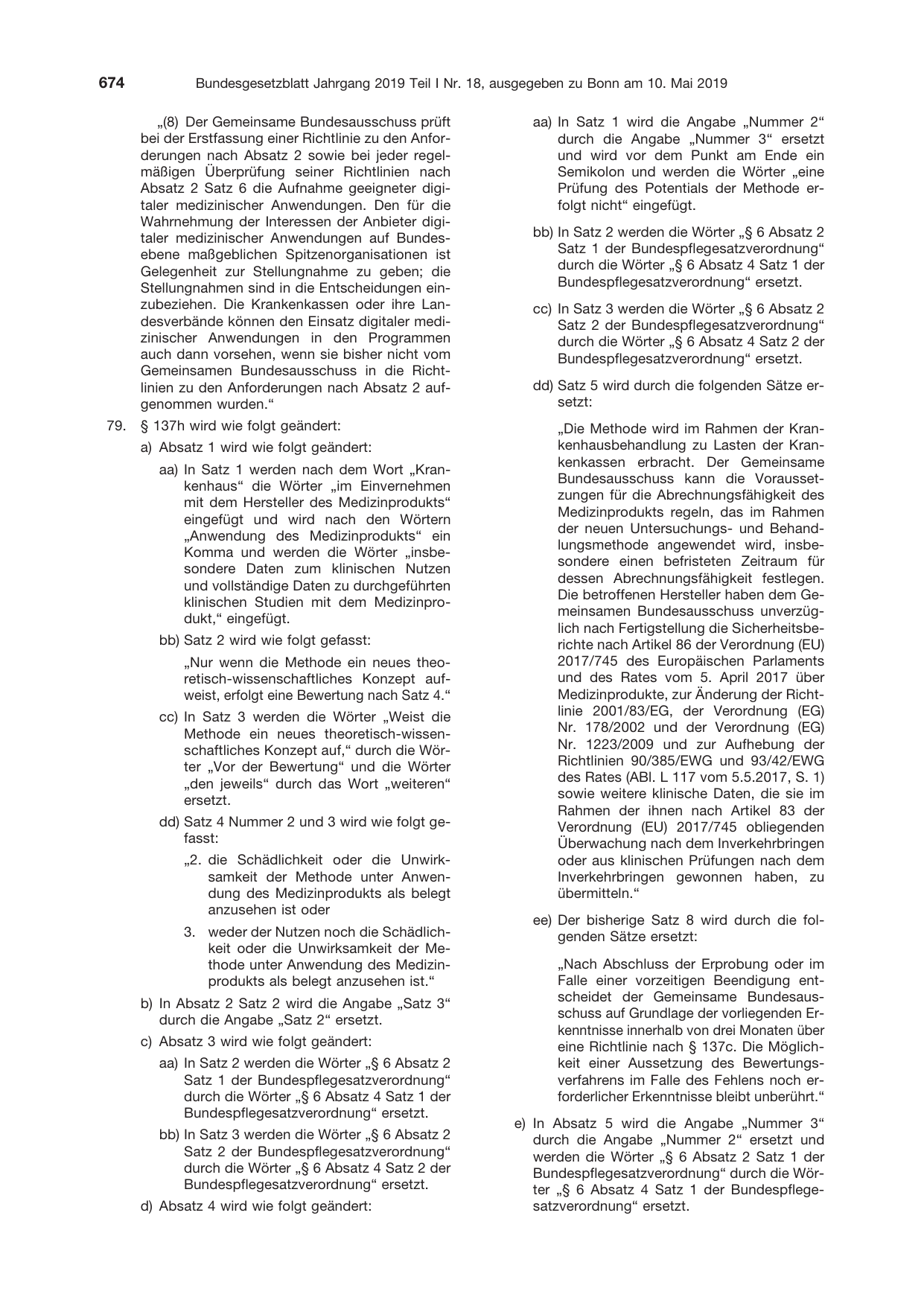 BGBl. 2019, Seite 674 — Originalseite als Abbildung