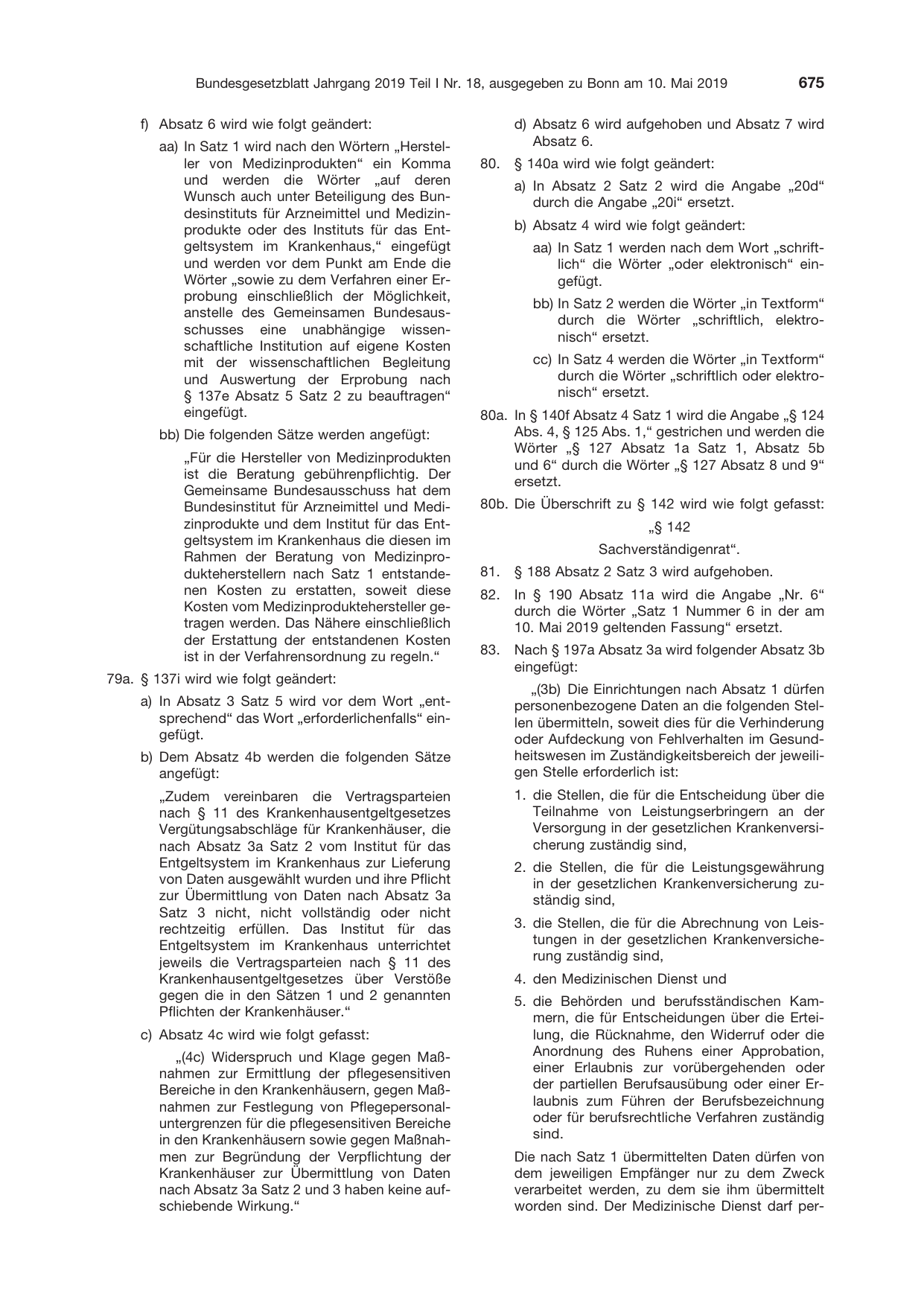 BGBl. 2019, Seite 675 — Originalseite als Abbildung