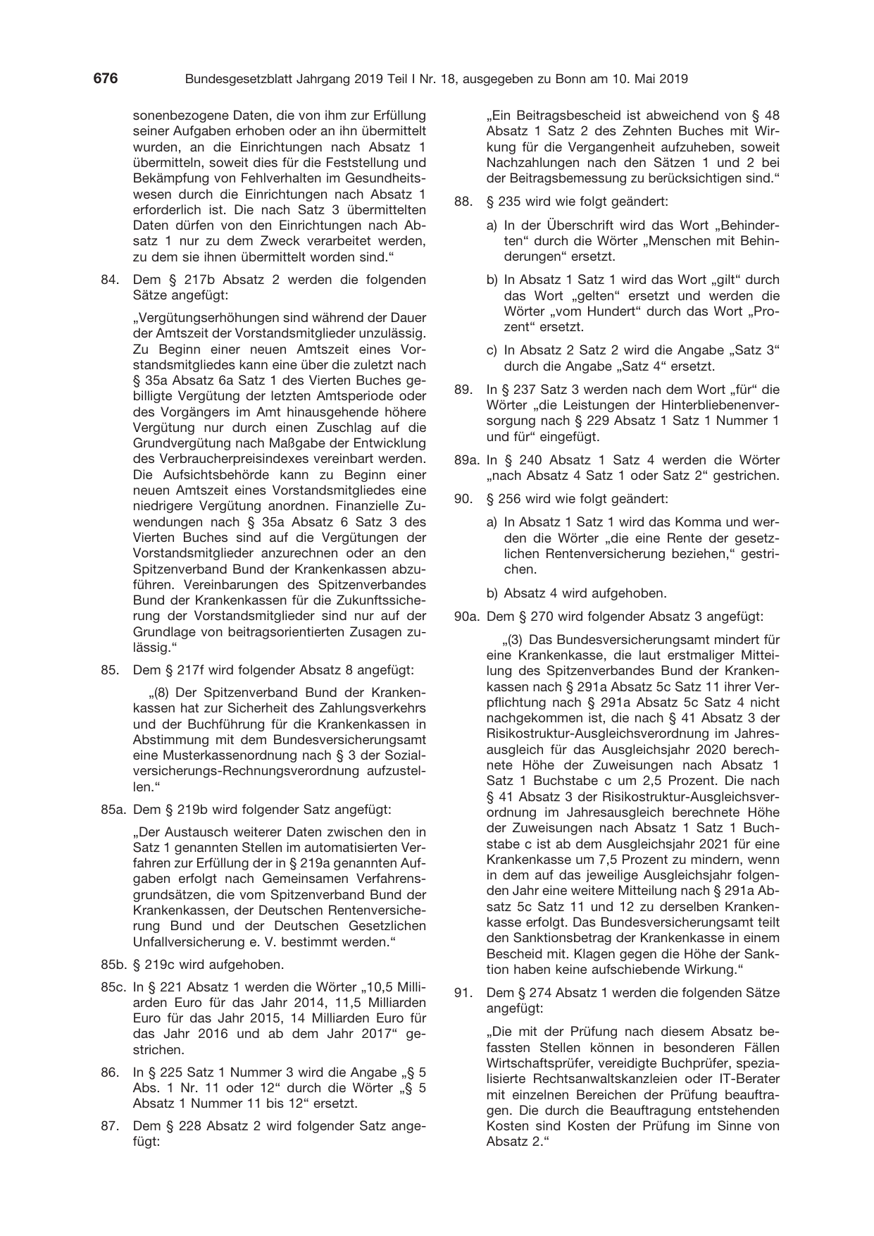 BGBl. 2019, Seite 676 — Originalseite als Abbildung
