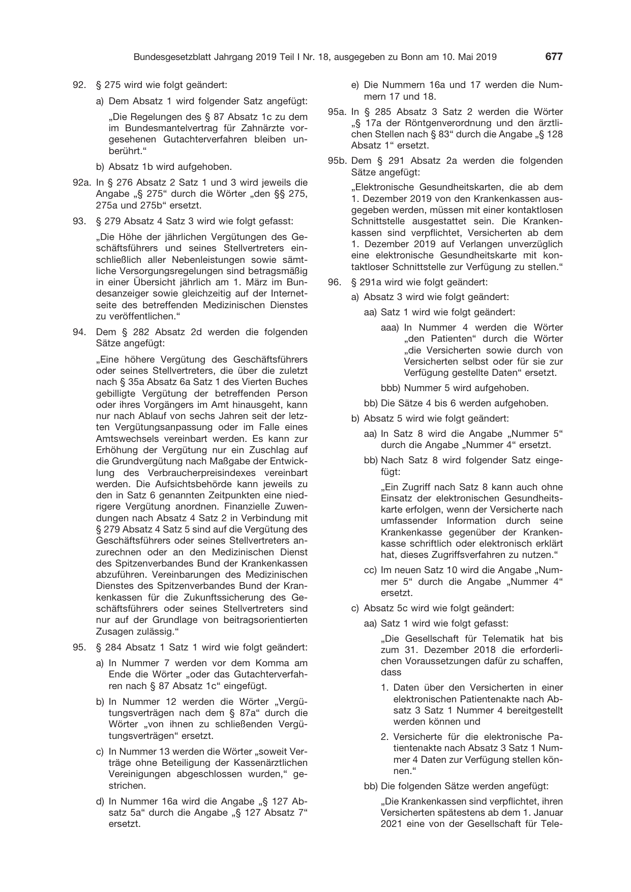 BGBl. 2019, Seite 677 — Originalseite als Abbildung