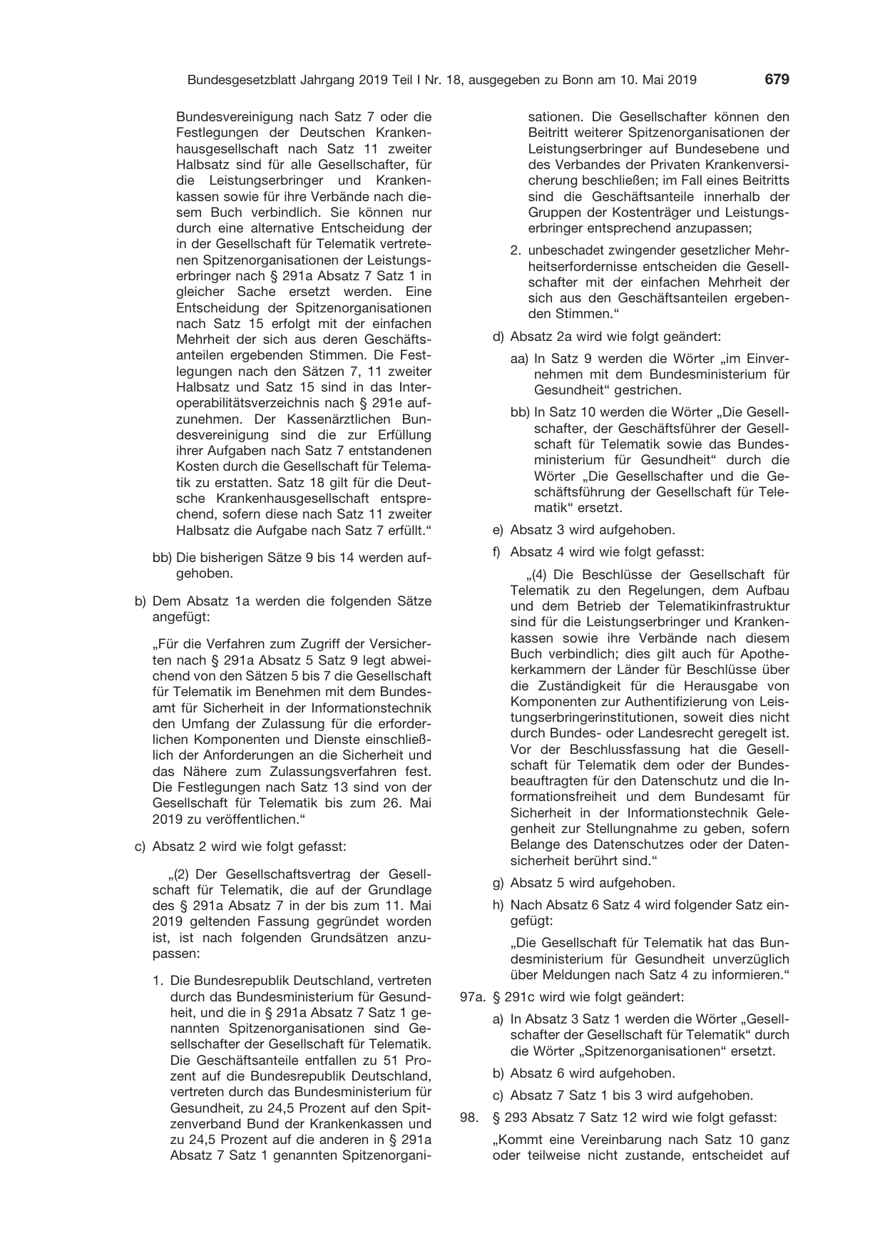 BGBl. 2019, Seite 679 — Originalseite als Abbildung