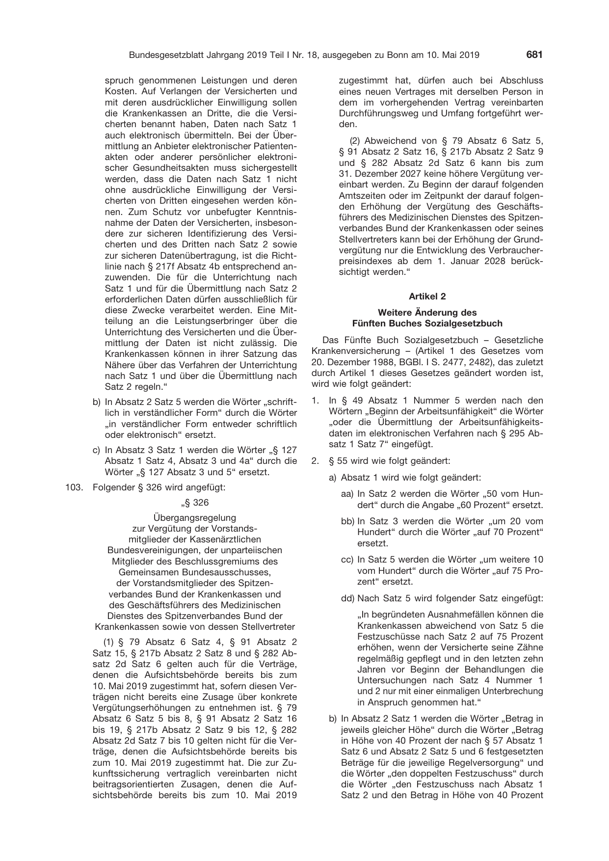 BGBl. 2019, Seite 681 — Originalseite als Abbildung