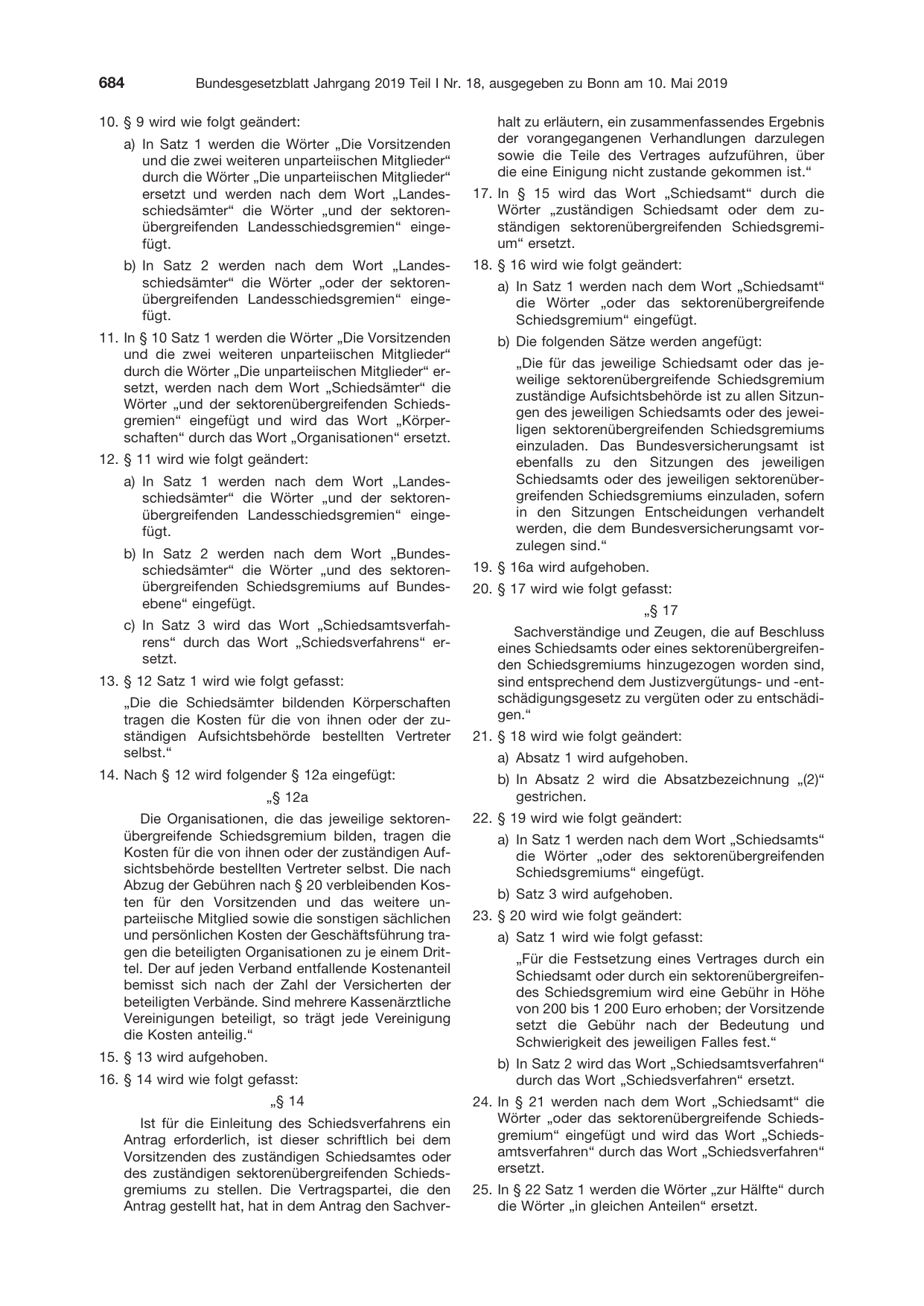 BGBl. 2019, Seite 684 — Originalseite als Abbildung
