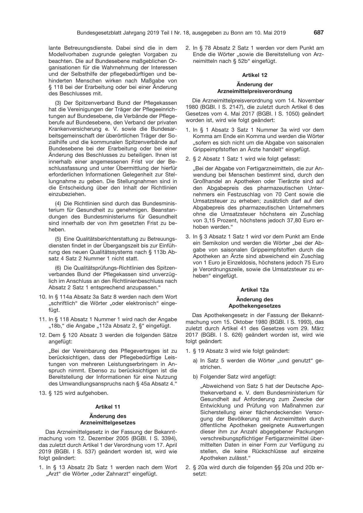 BGBl. 2019, Seite 687 — Originalseite als Abbildung