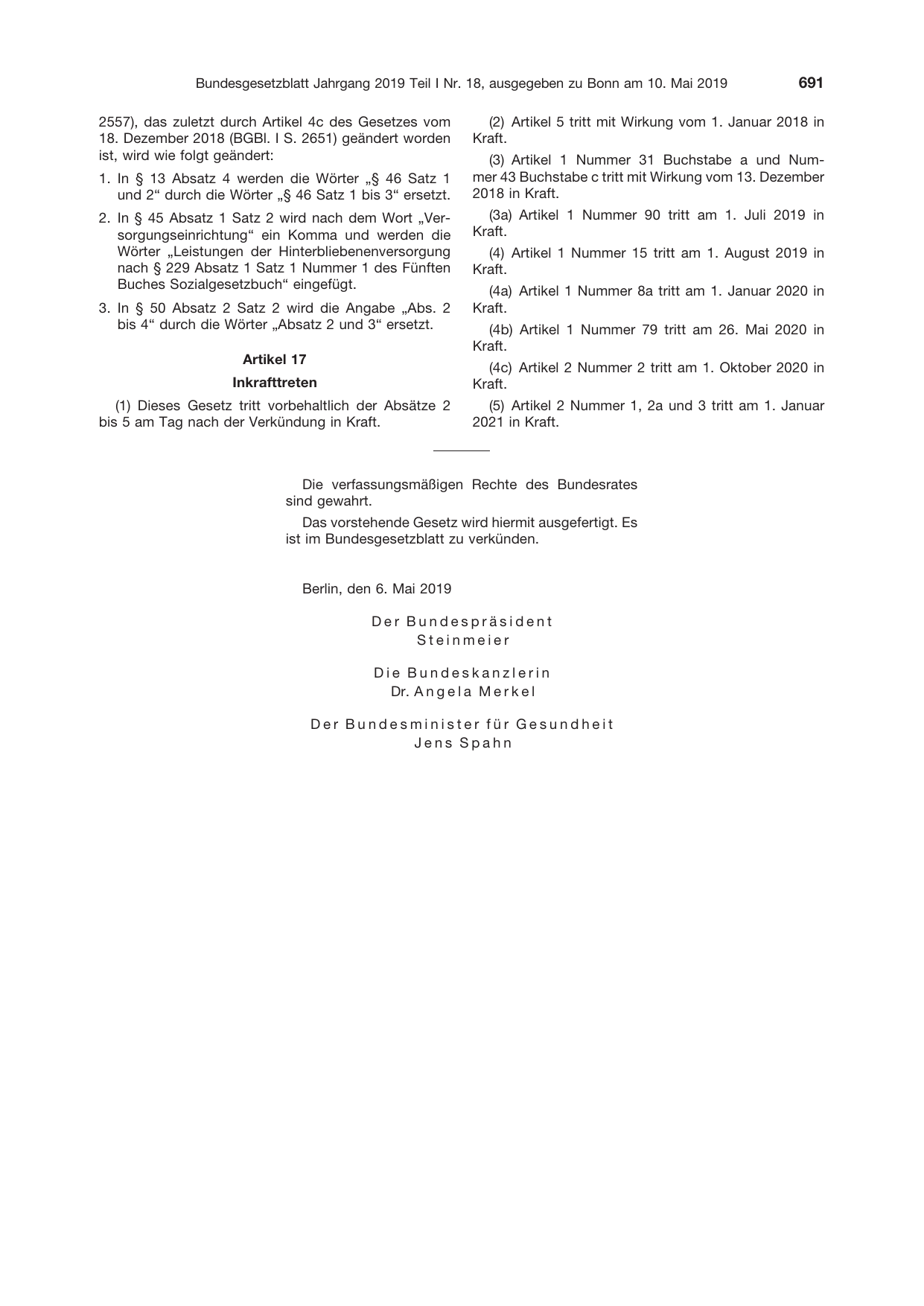 BGBl. 2019, Seite 691 — Originalseite als Abbildung