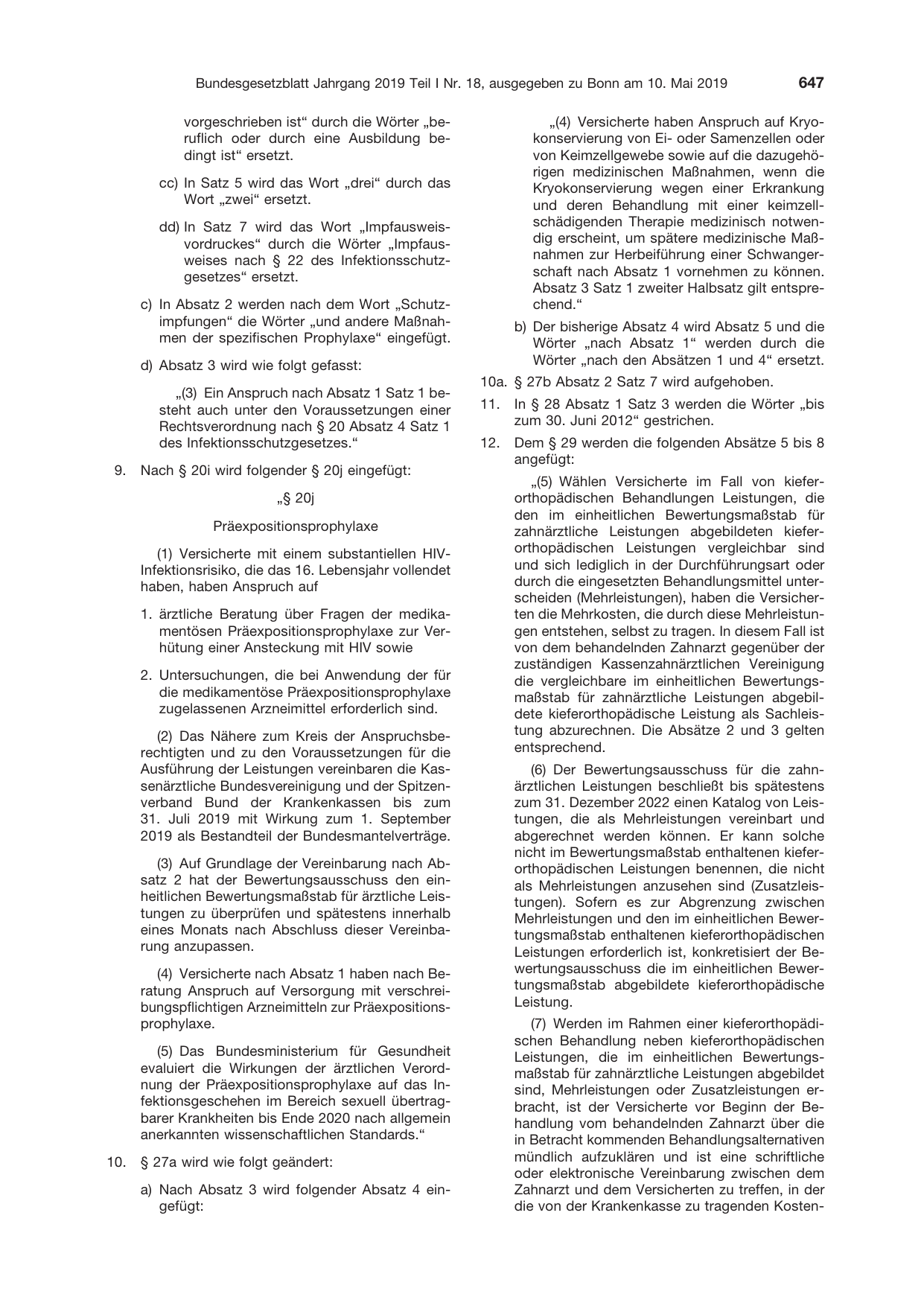 BGBl. 2019, Seite 647 — Originalseite als Abbildung