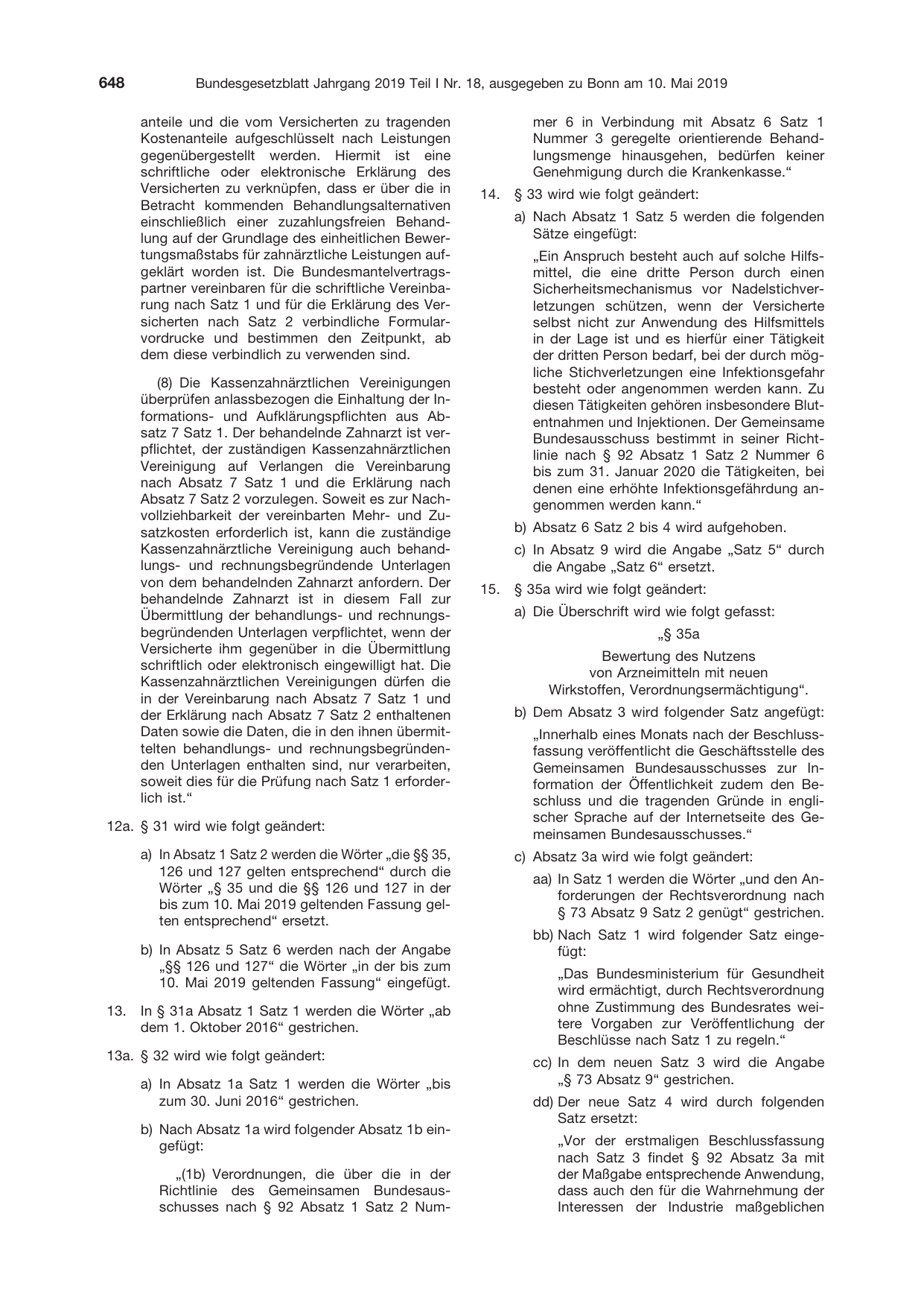 BGBl. 2019, Seite 648 — Originalseite als Abbildung