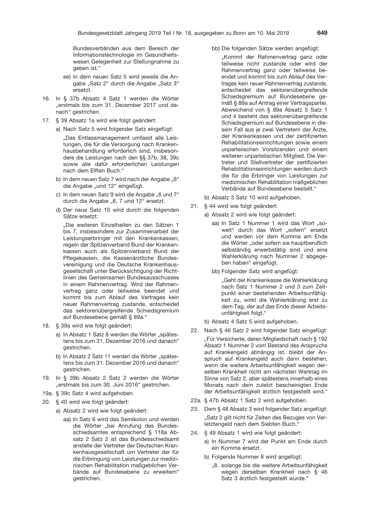 BGBl. 2019, Seite 649 — Originalseite als Abbildung