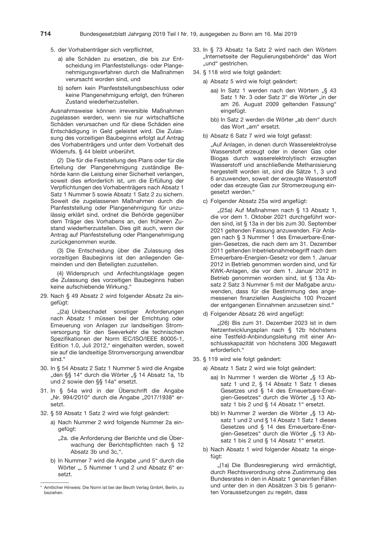 BGBl. 2019, Seite 714 — Originalseite als Abbildung