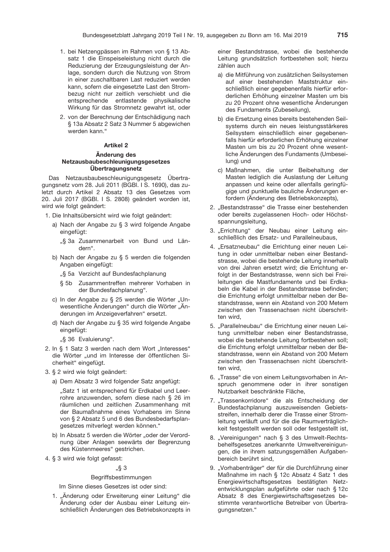 BGBl. 2019, Seite 715 — Originalseite als Abbildung