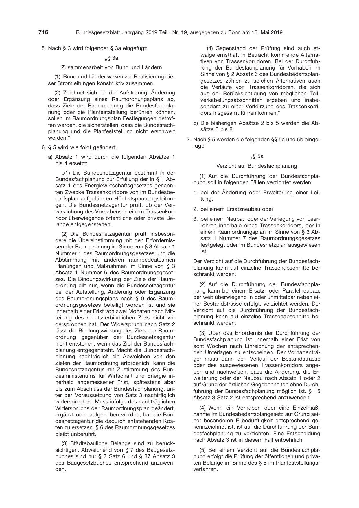 BGBl. 2019, Seite 716 — Originalseite als Abbildung