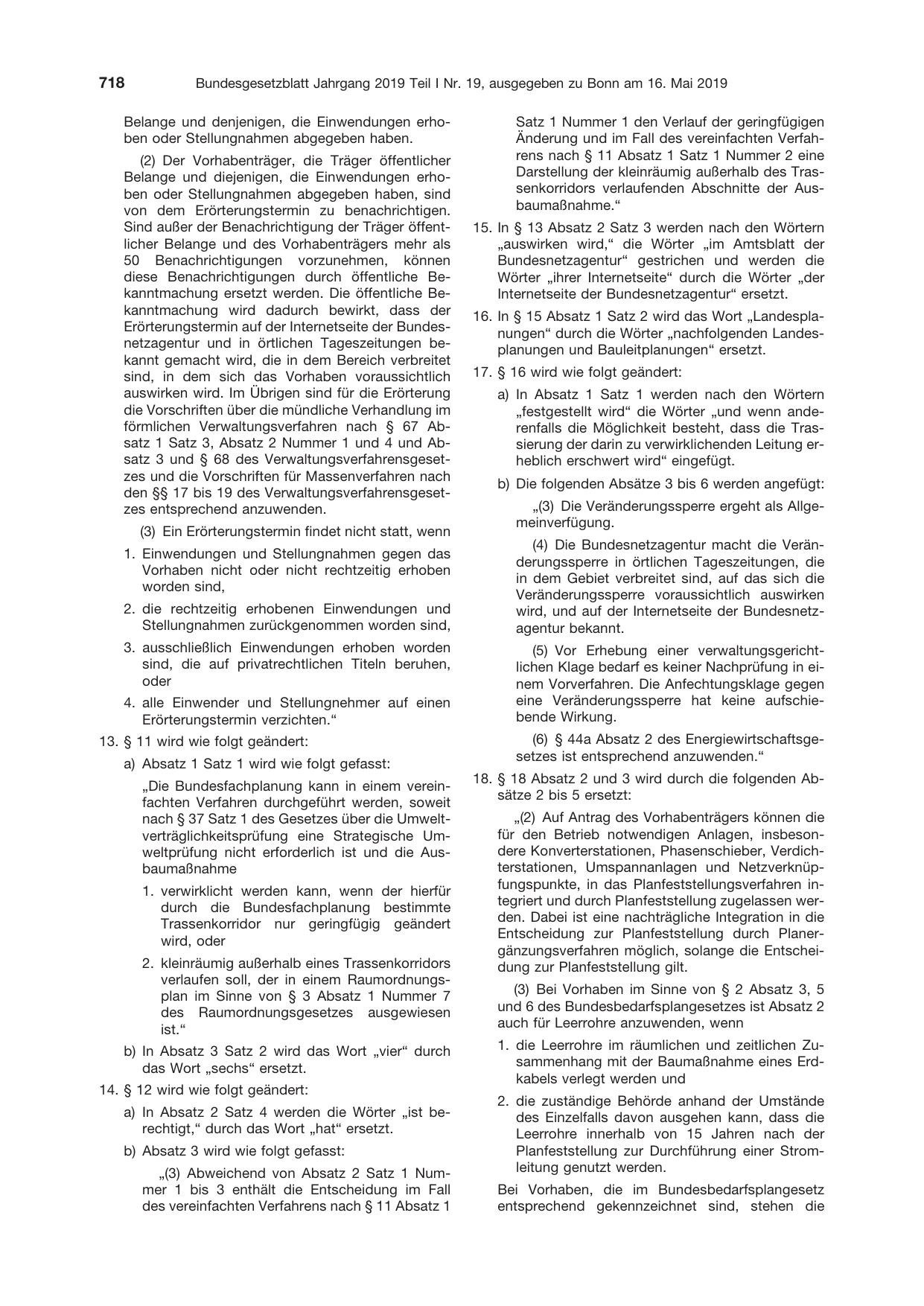 BGBl. 2019, Seite 718 — Originalseite als Abbildung