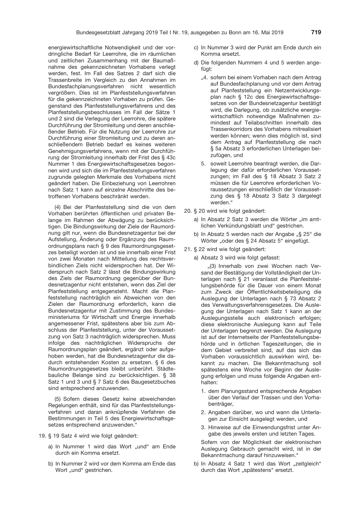 BGBl. 2019, Seite 719 — Originalseite als Abbildung