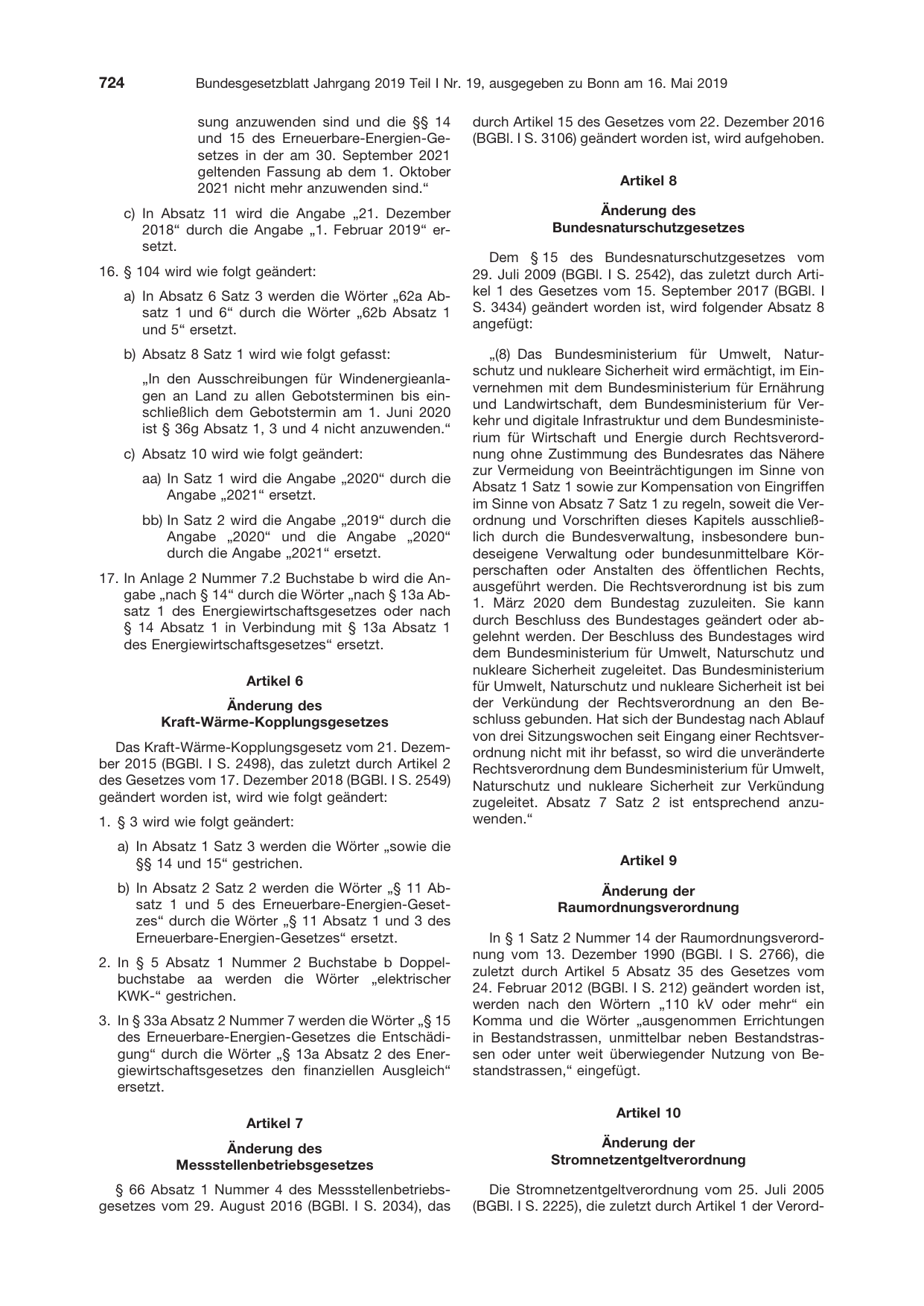 BGBl. 2019, Seite 724 — Originalseite als Abbildung