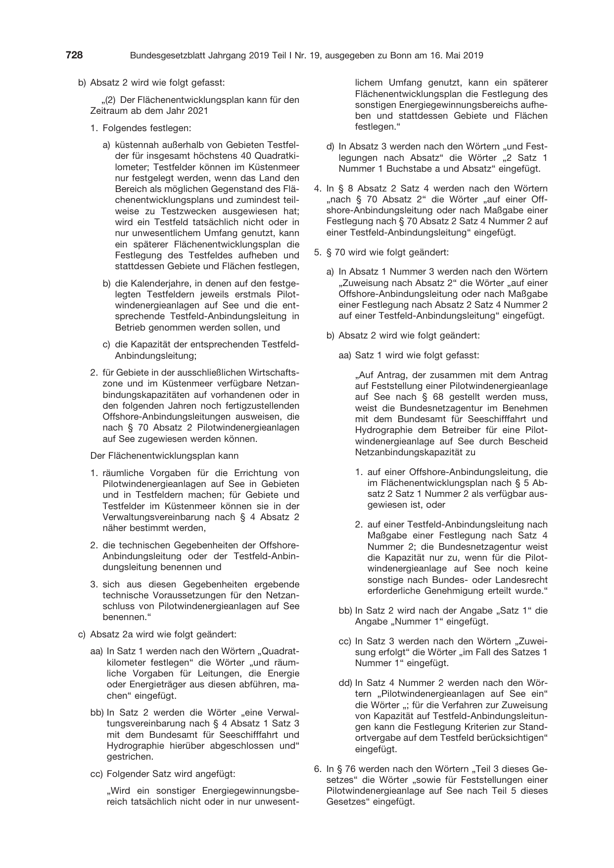 BGBl. 2019, Seite 728 — Originalseite als Abbildung