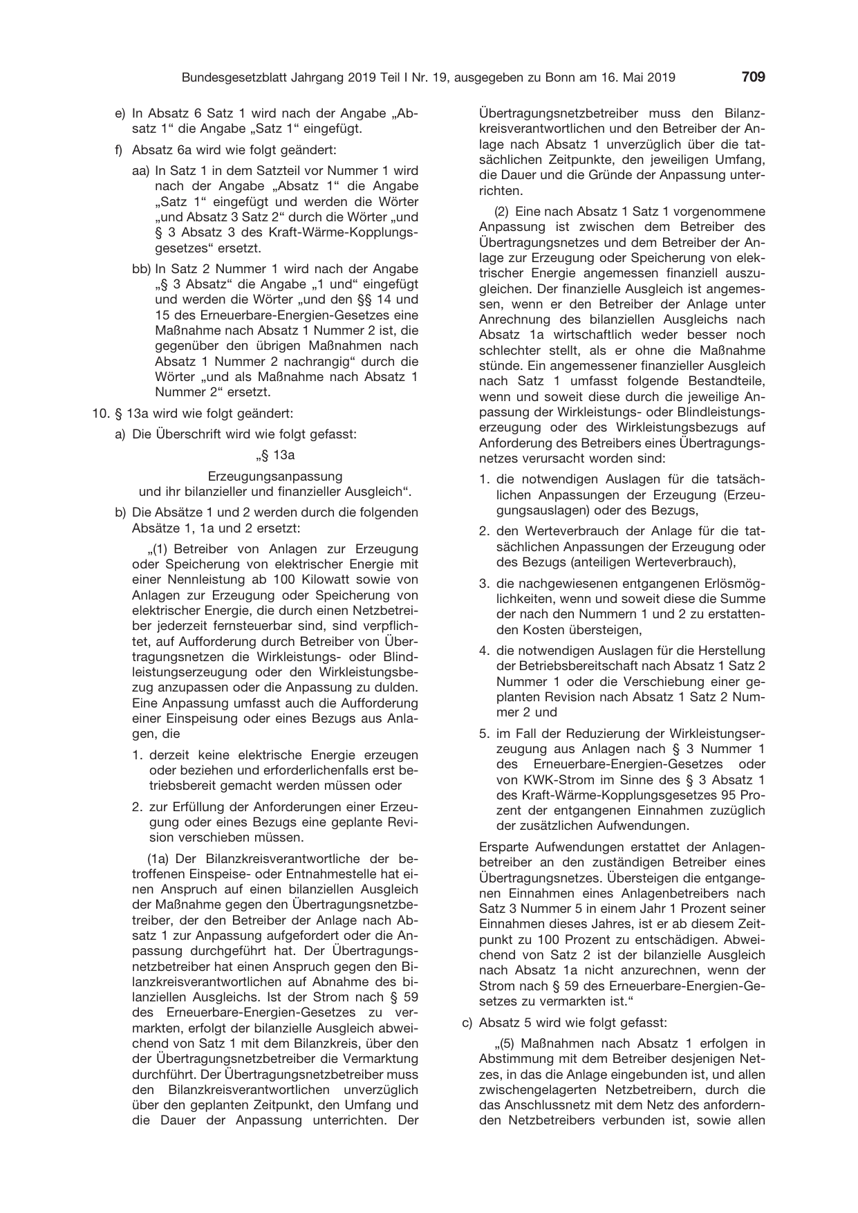 BGBl. 2019, Seite 709 — Originalseite als Abbildung