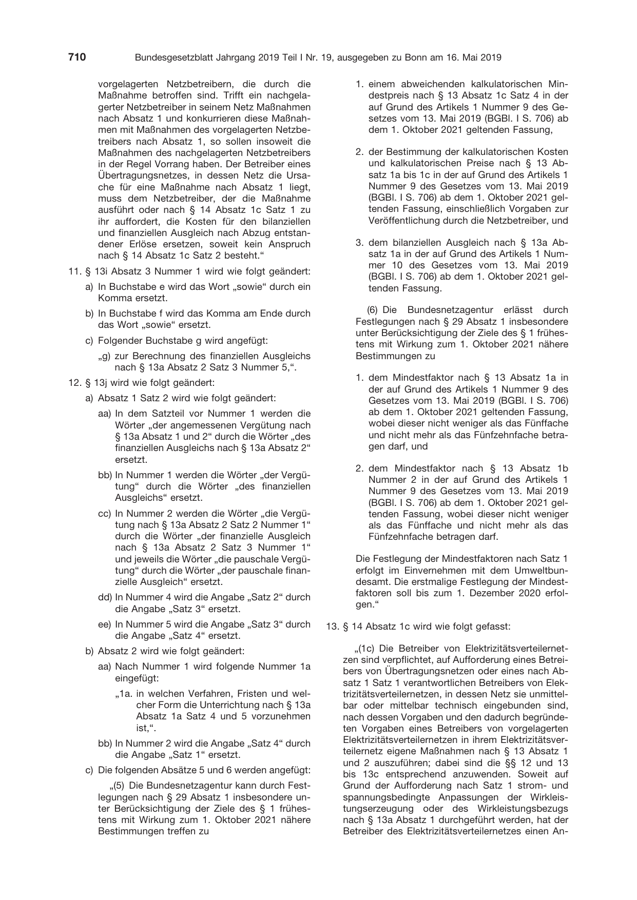 BGBl. 2019, Seite 710 — Originalseite als Abbildung