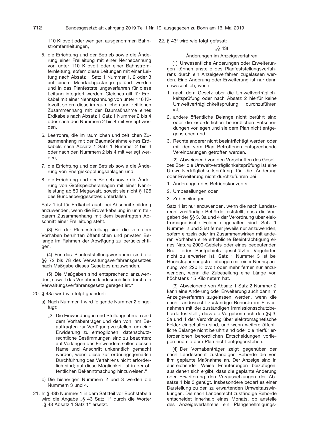 BGBl. 2019, Seite 712 — Originalseite als Abbildung