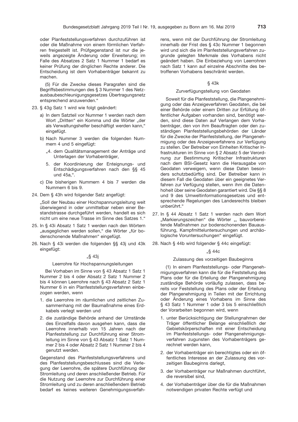 BGBl. 2019, Seite 713 — Originalseite als Abbildung