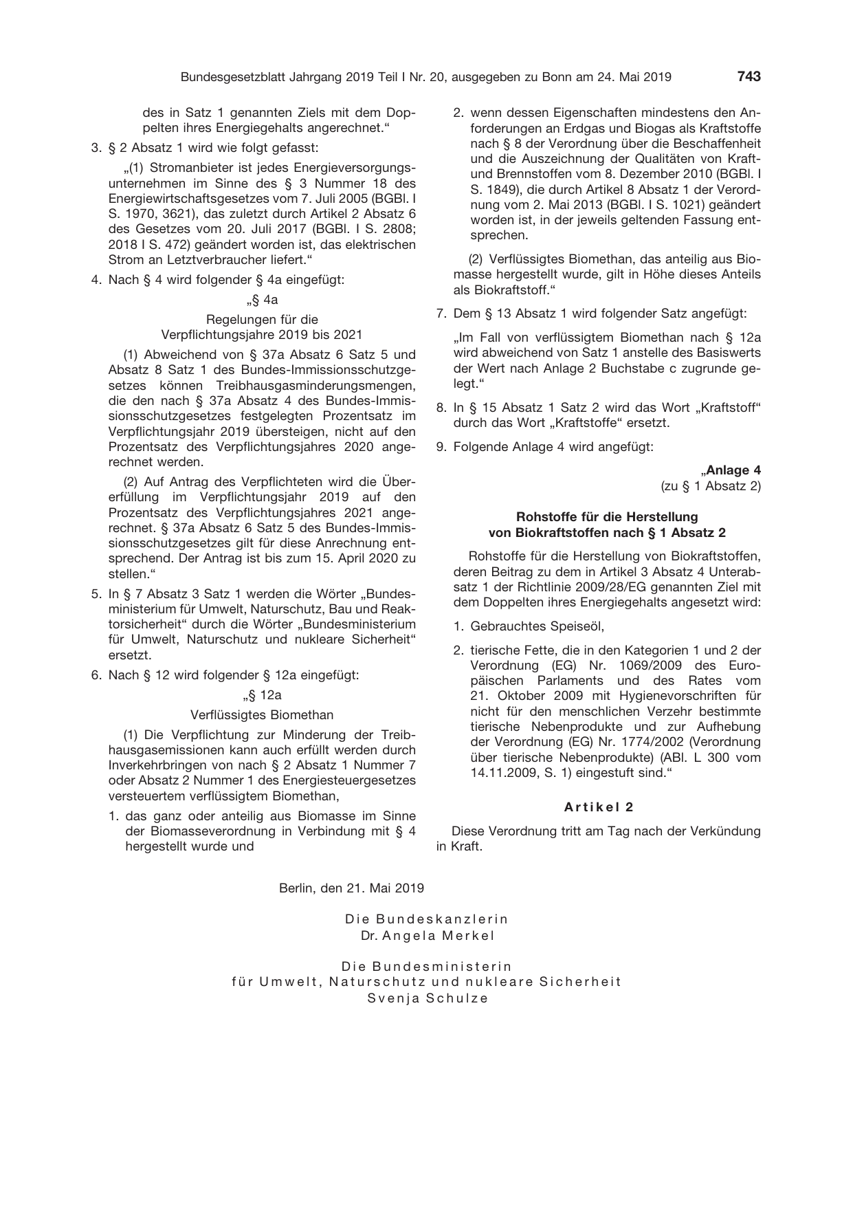 BGBl. 2019, Seite 743 — Originalseite als Abbildung