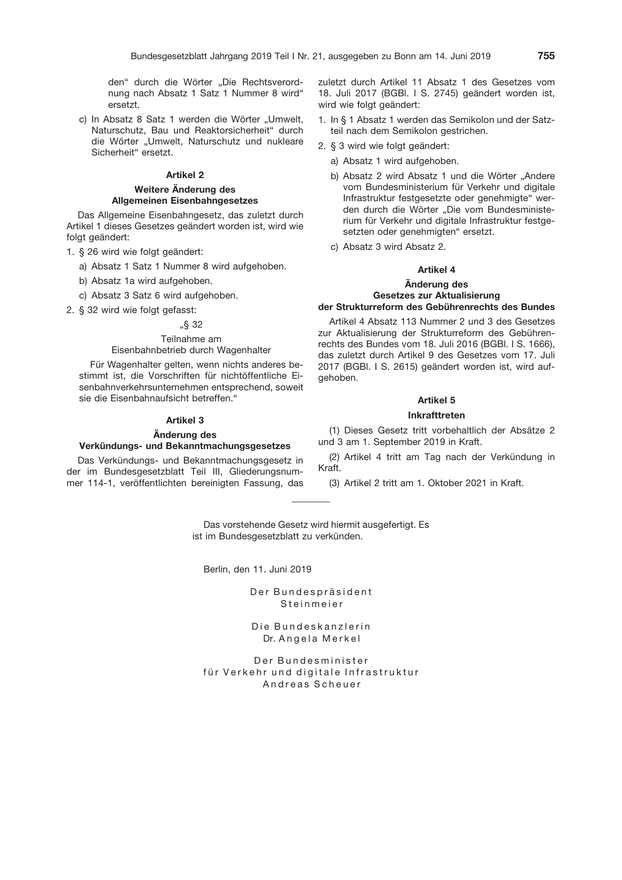 BGBl. 2019, Seite 755 — Originalseite als Abbildung
