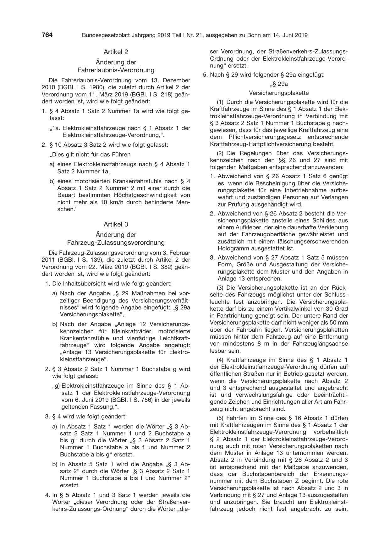 BGBl. 2019, Seite 764 — Originalseite als Abbildung