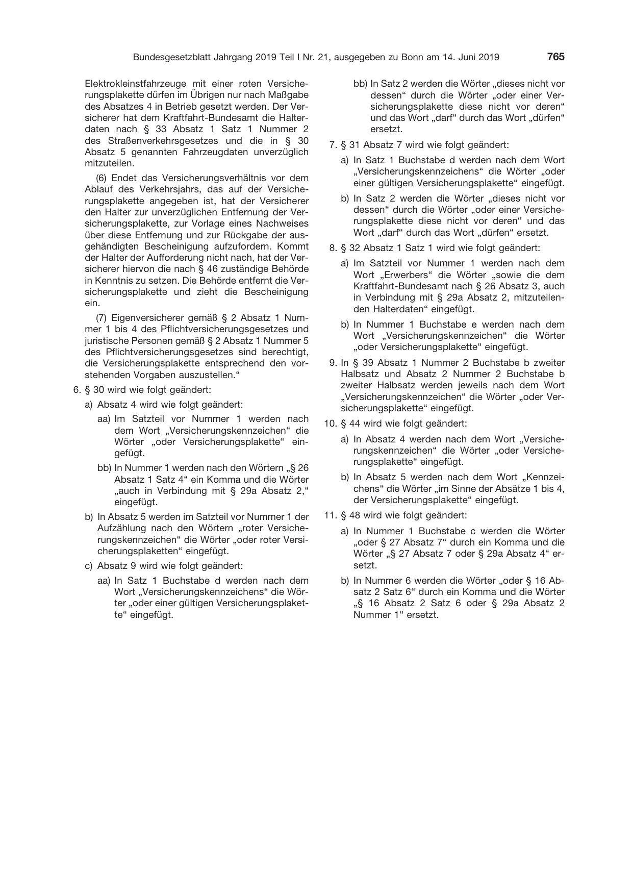 BGBl. 2019, Seite 765 — Originalseite als Abbildung