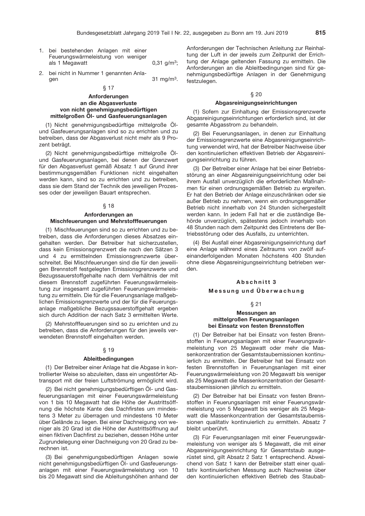 BGBl. 2019, Seite 815 — Originalseite als Abbildung