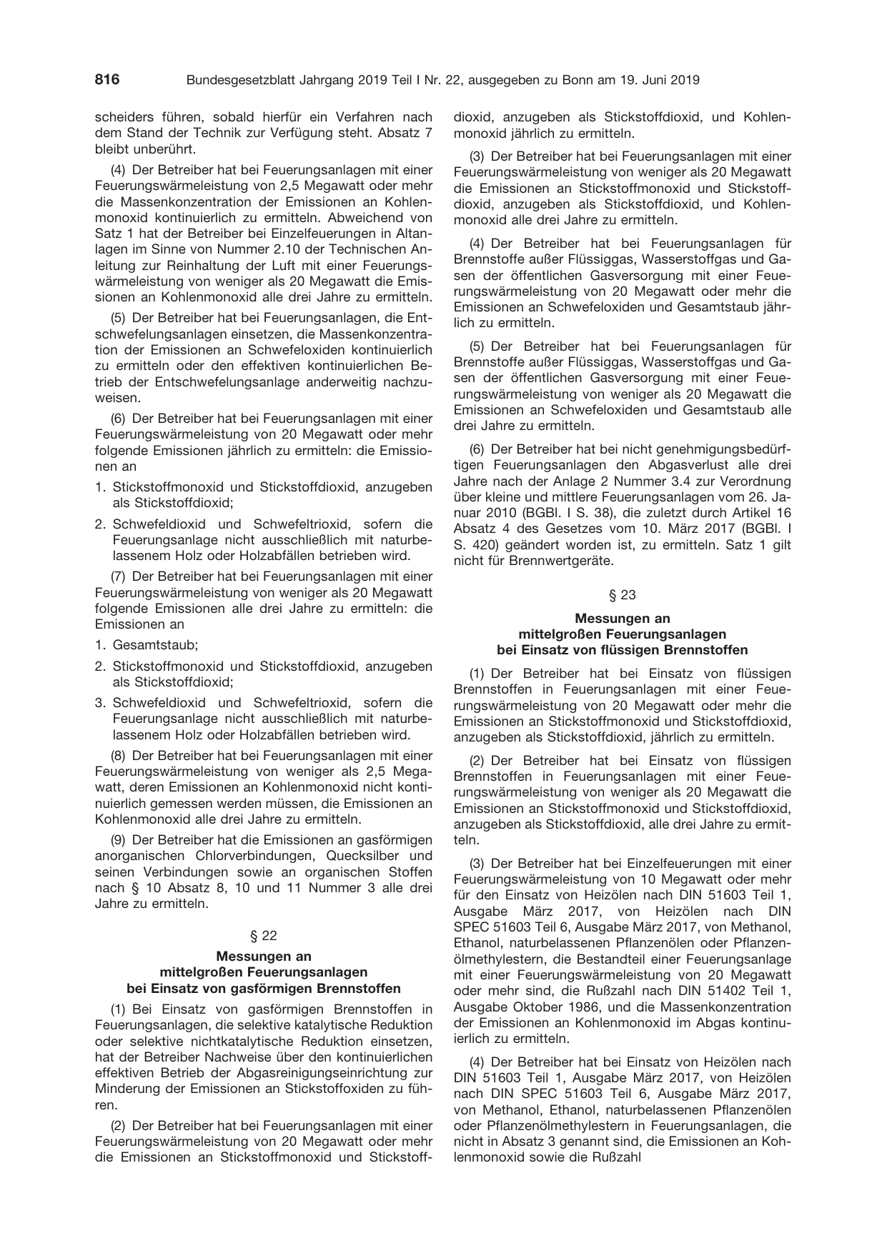 BGBl. 2019, Seite 816 — Originalseite als Abbildung