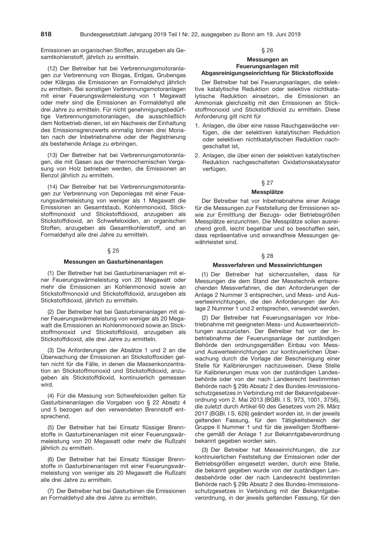 BGBl. 2019, Seite 818 — Originalseite als Abbildung