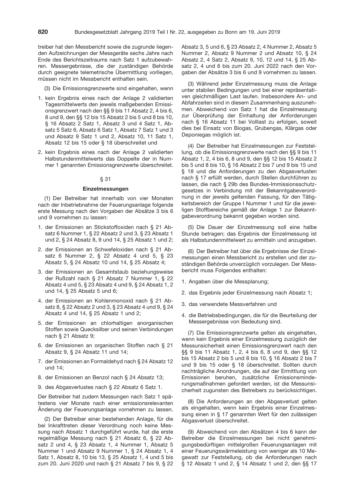 BGBl. 2019, Seite 820 — Originalseite als Abbildung