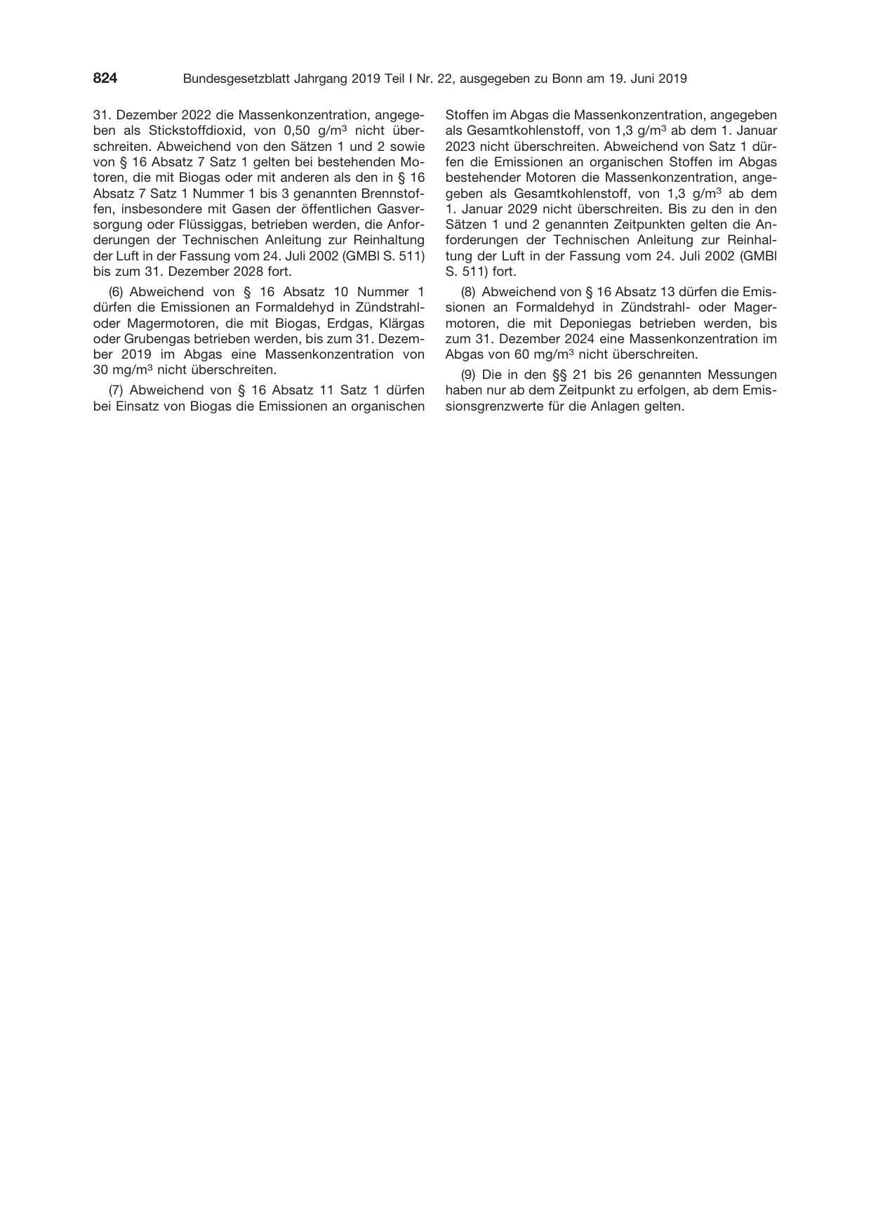 BGBl. 2019, Seite 824 — Originalseite als Abbildung