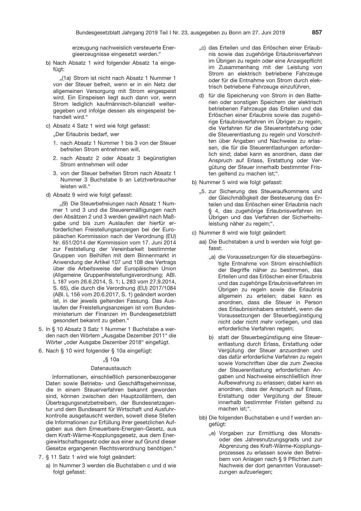 BGBl. 2019, Seite 857 — Originalseite als Abbildung