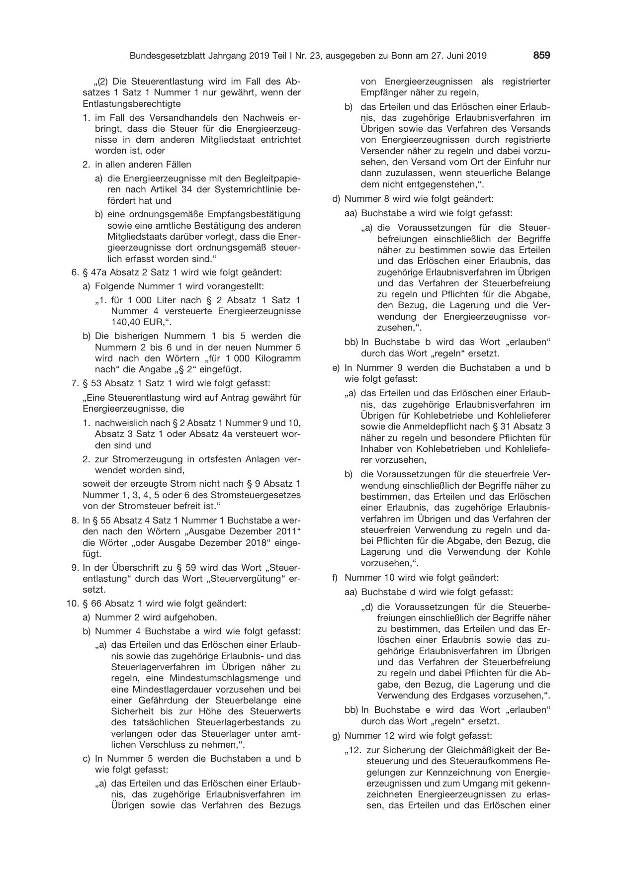BGBl. 2019, Seite 859 — Originalseite als Abbildung