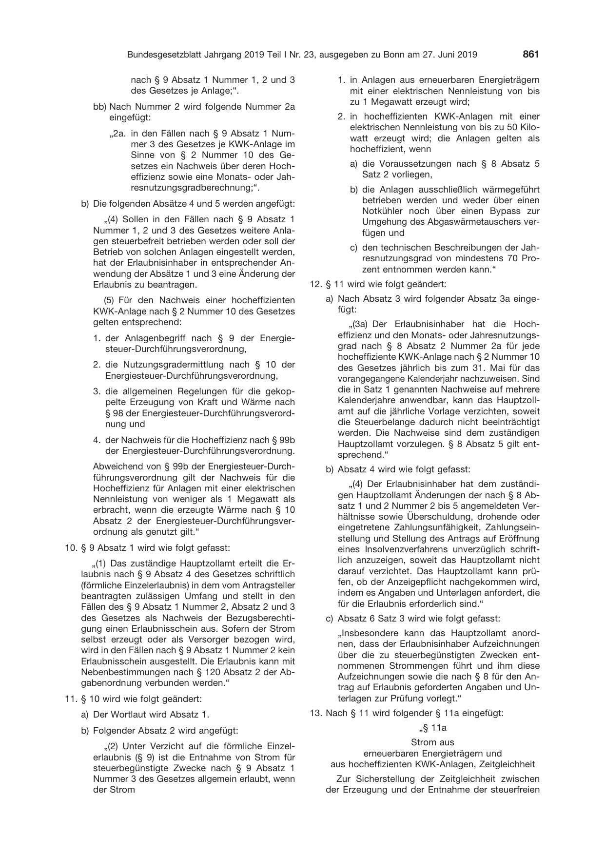 BGBl. 2019, Seite 861 — Originalseite als Abbildung