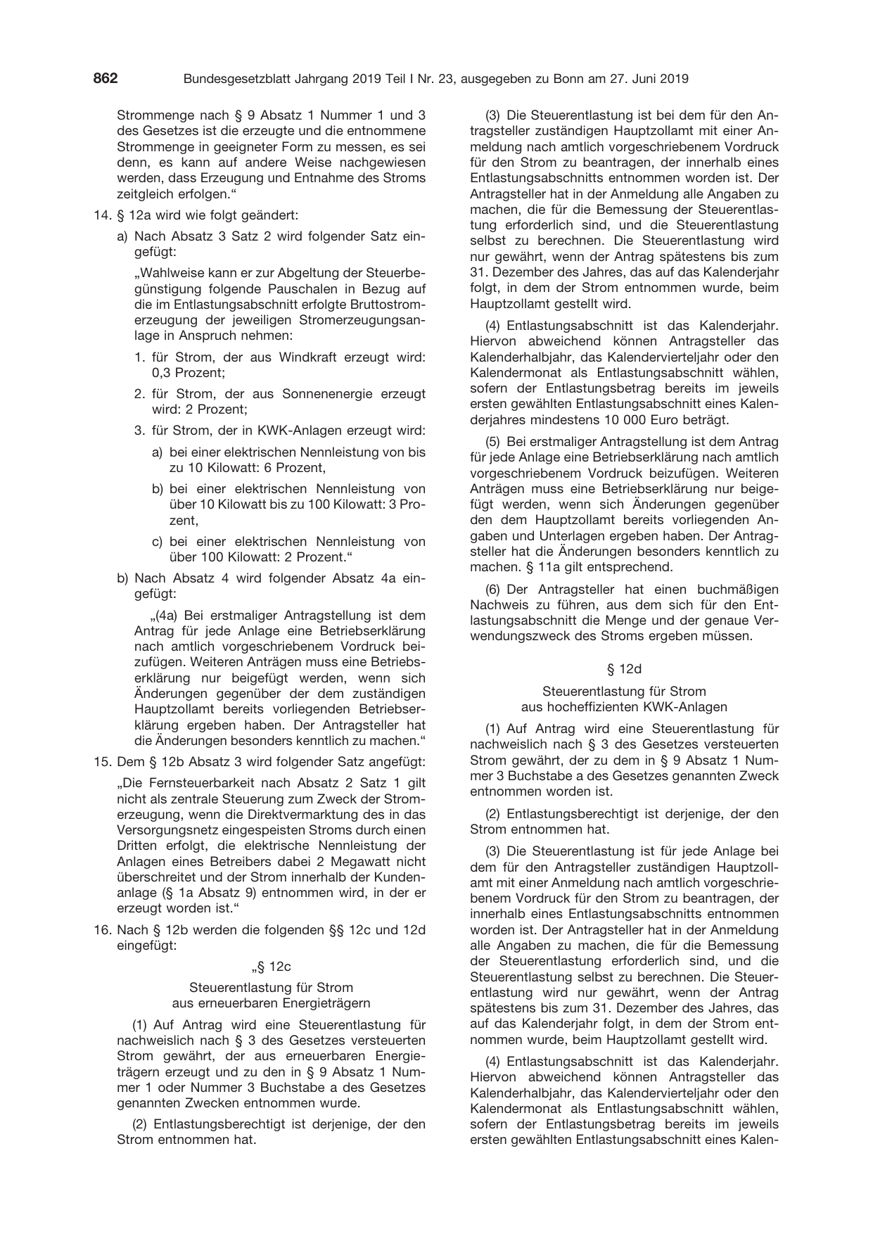 BGBl. 2019, Seite 862 — Originalseite als Abbildung