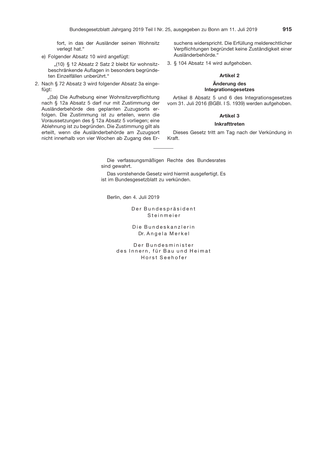 BGBl. 2019, Seite 915 — Originalseite als Abbildung
