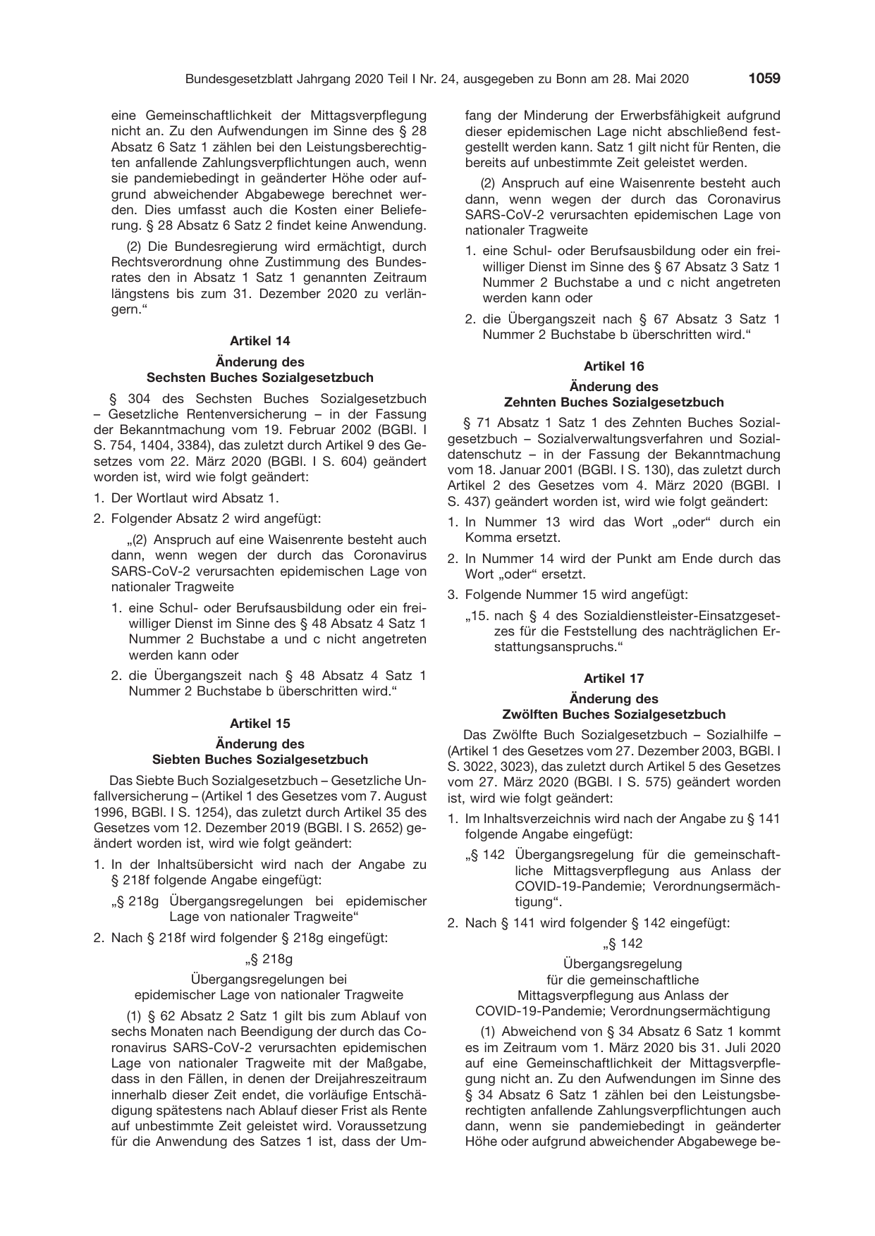 BGBl. 2020, Seite 1059 — Originalseite als Abbildung