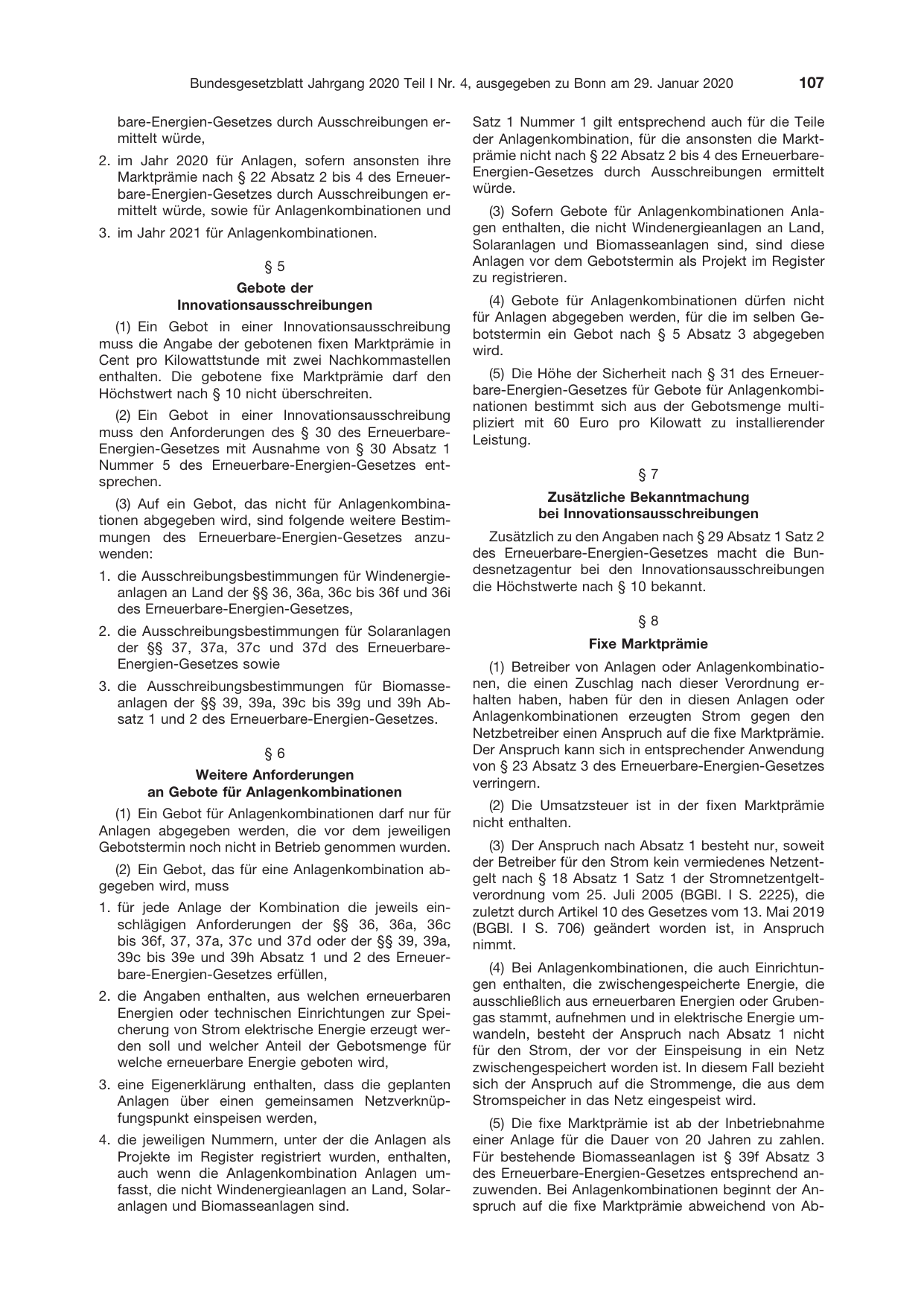 BGBl. 2020, Seite 107 — Originalseite als Abbildung