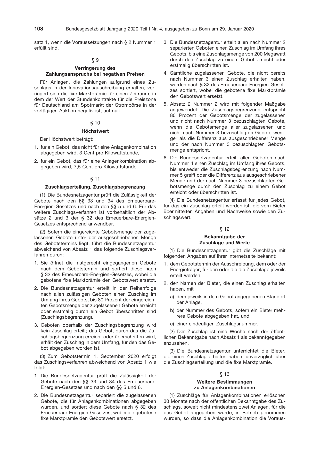 BGBl. 2020, Seite 108 — Originalseite als Abbildung