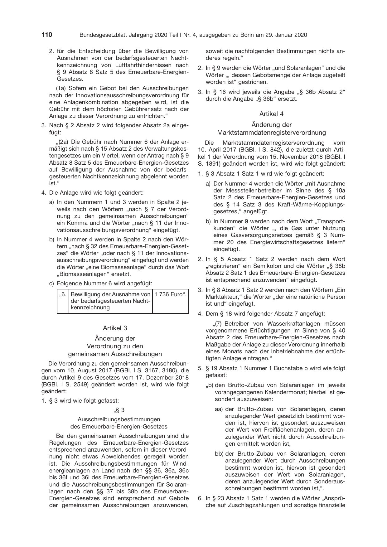 BGBl. 2020, Seite 110 — Originalseite als Abbildung