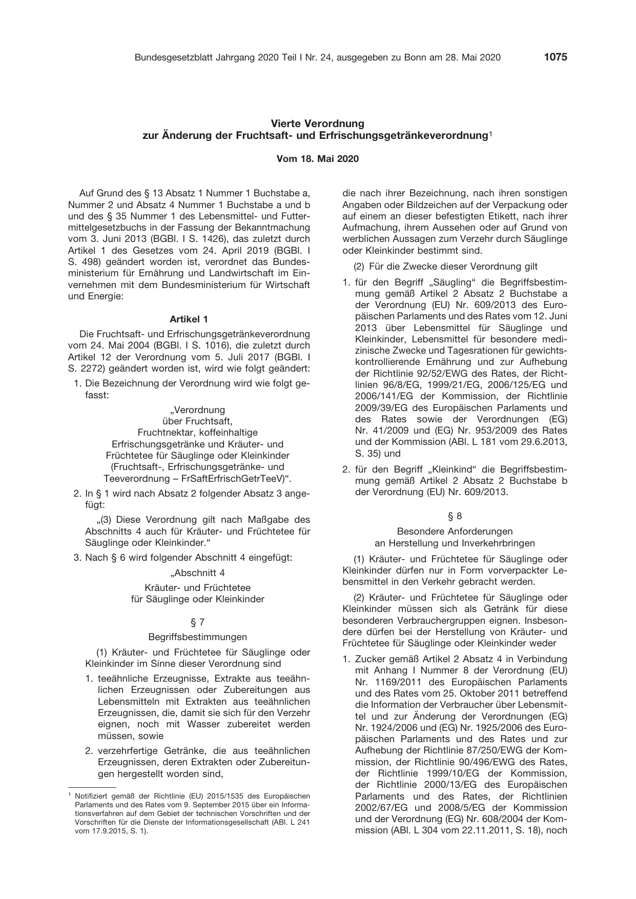 BGBl. 2020, Seite 1075 — Originalseite als Abbildung