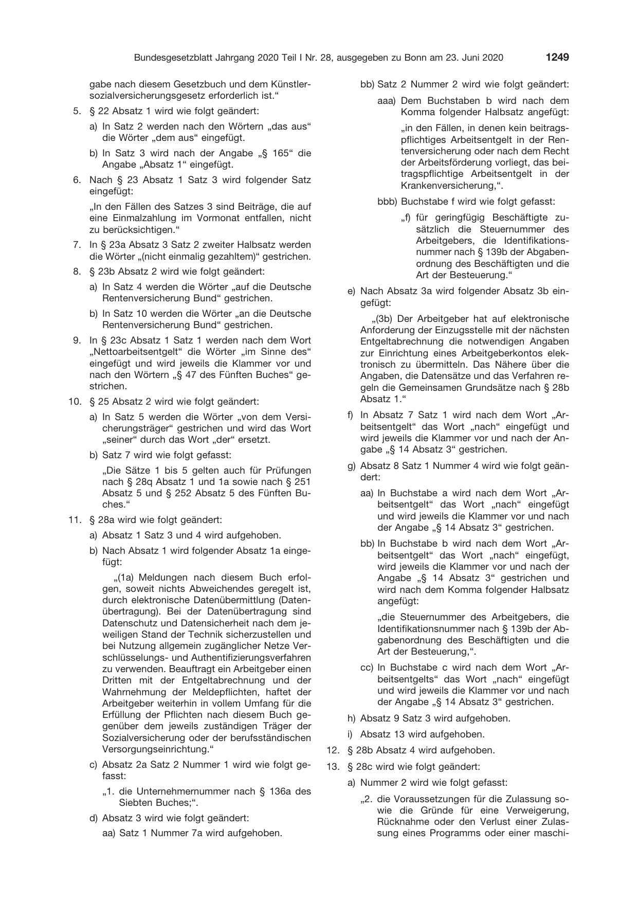 BGBl. 2020, Seite 1249 — Originalseite als Abbildung