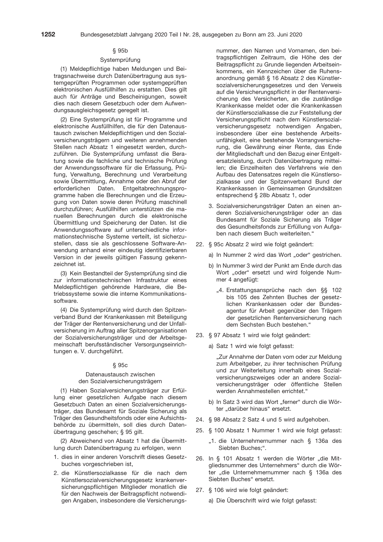 BGBl. 2020, Seite 1252 — Originalseite als Abbildung