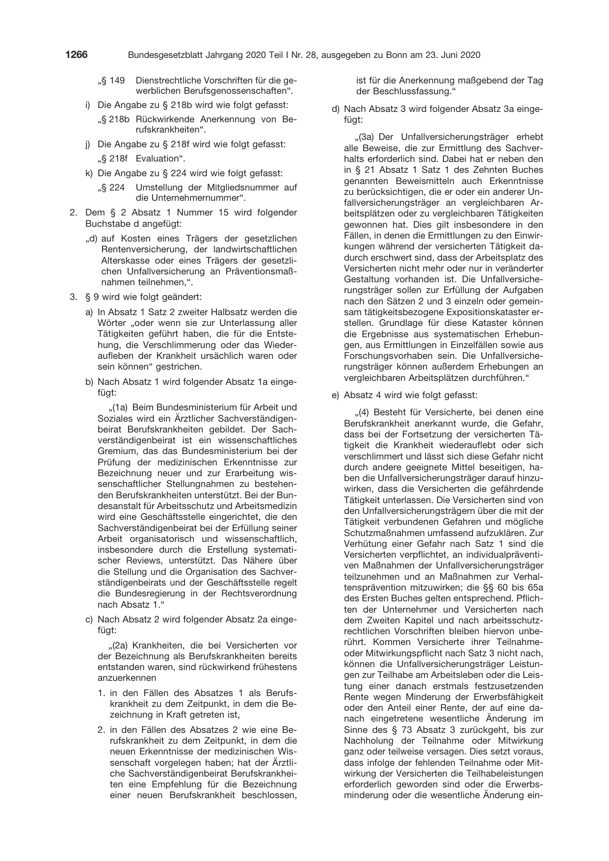 BGBl. 2020, Seite 1266 — Originalseite als Abbildung