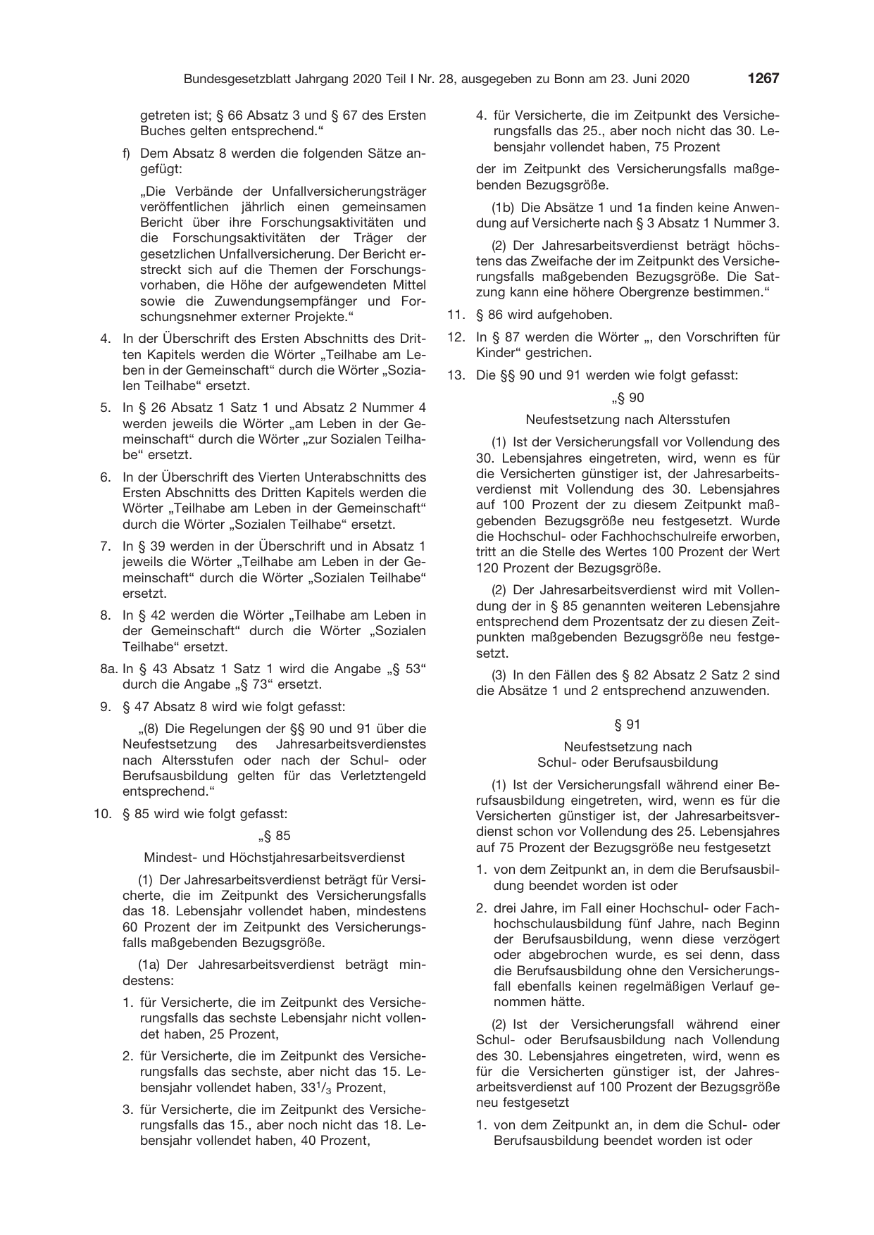 BGBl. 2020, Seite 1267 — Originalseite als Abbildung
