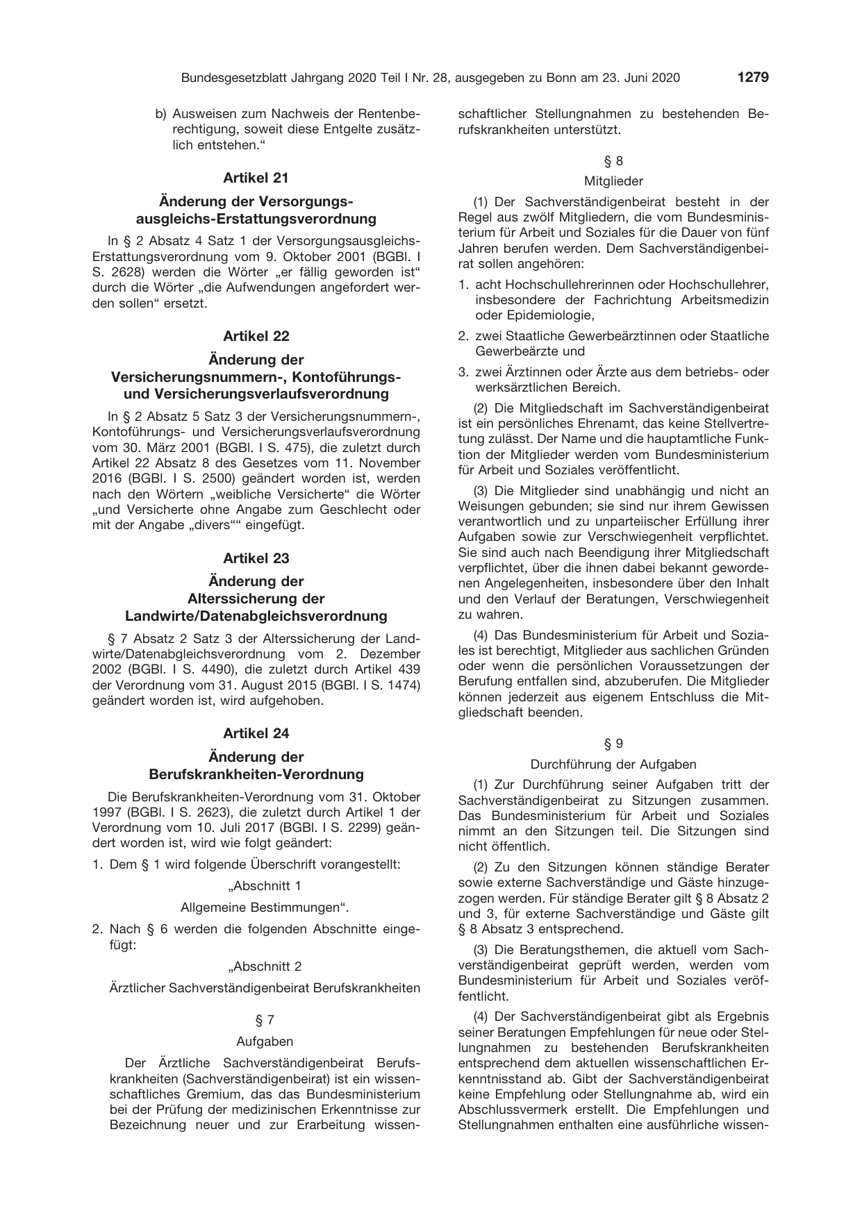BGBl. 2020, Seite 1279 — Originalseite als Abbildung