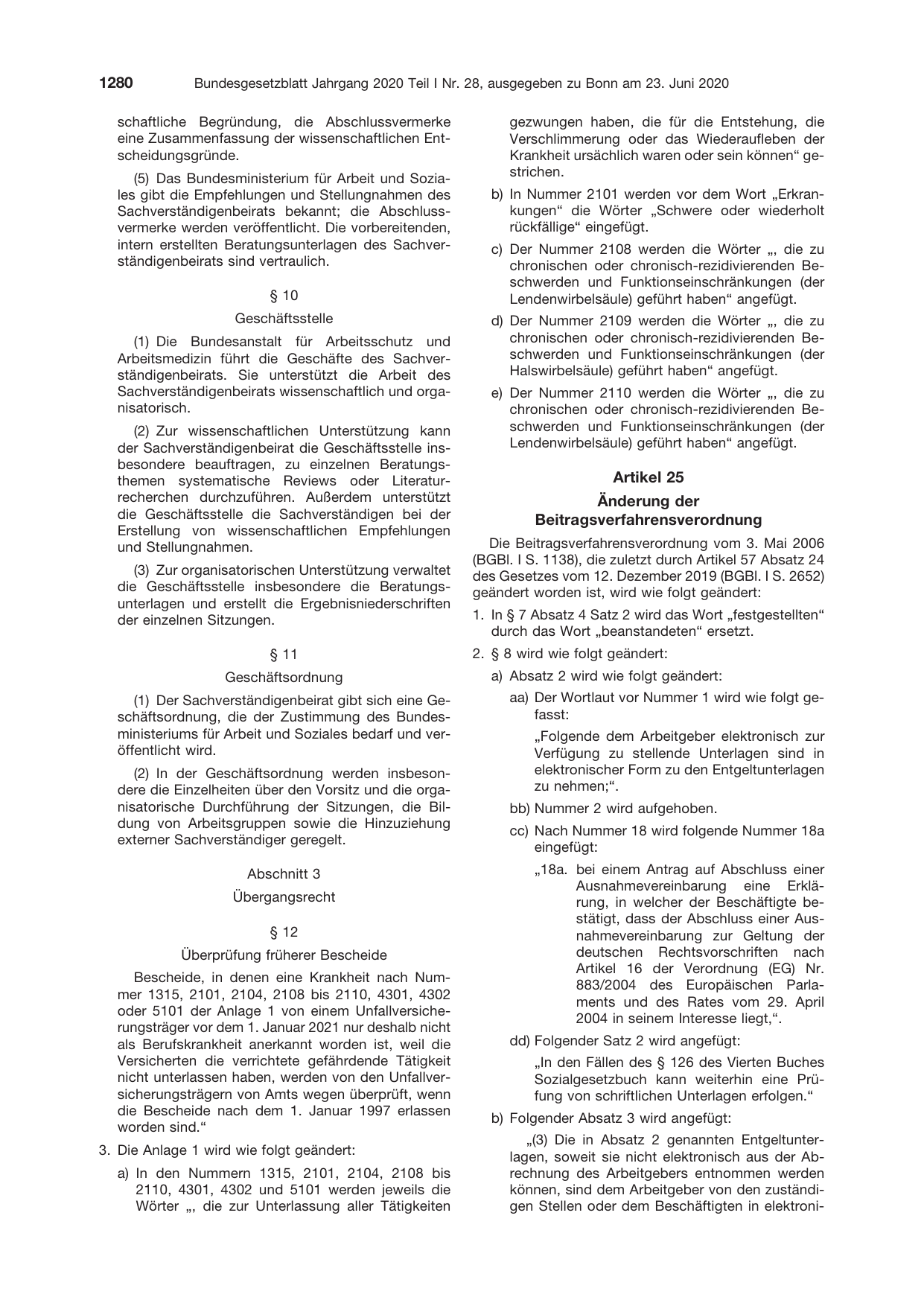 BGBl. 2020, Seite 1280 — Originalseite als Abbildung